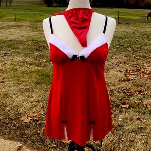 Lines Donatella Sexy Santa Baby Lingerie, Red w black bows, white trim. Set of 2